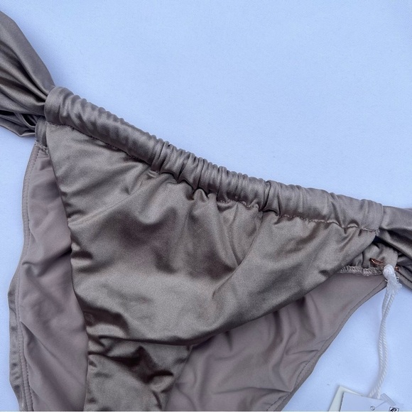 Good American Mink Shine Satin Ruched High Rise Bikini Bottoms Size 4/XLarge NWT - Picture 6 of 16